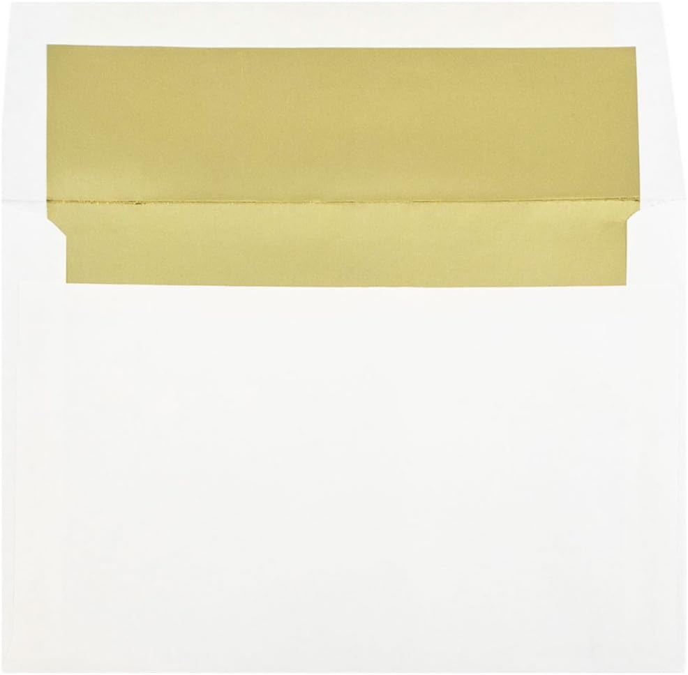 JAM PAPER Foil-Lined Invitation Envelopes - White with Foil Lining - 25/Pack