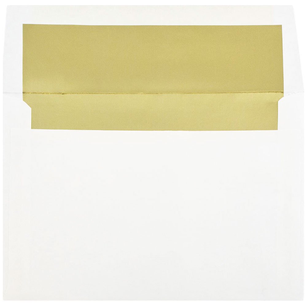JAM PAPER Foil-Lined Invitation Envelopes - White with Foil Lining - 25/Pack