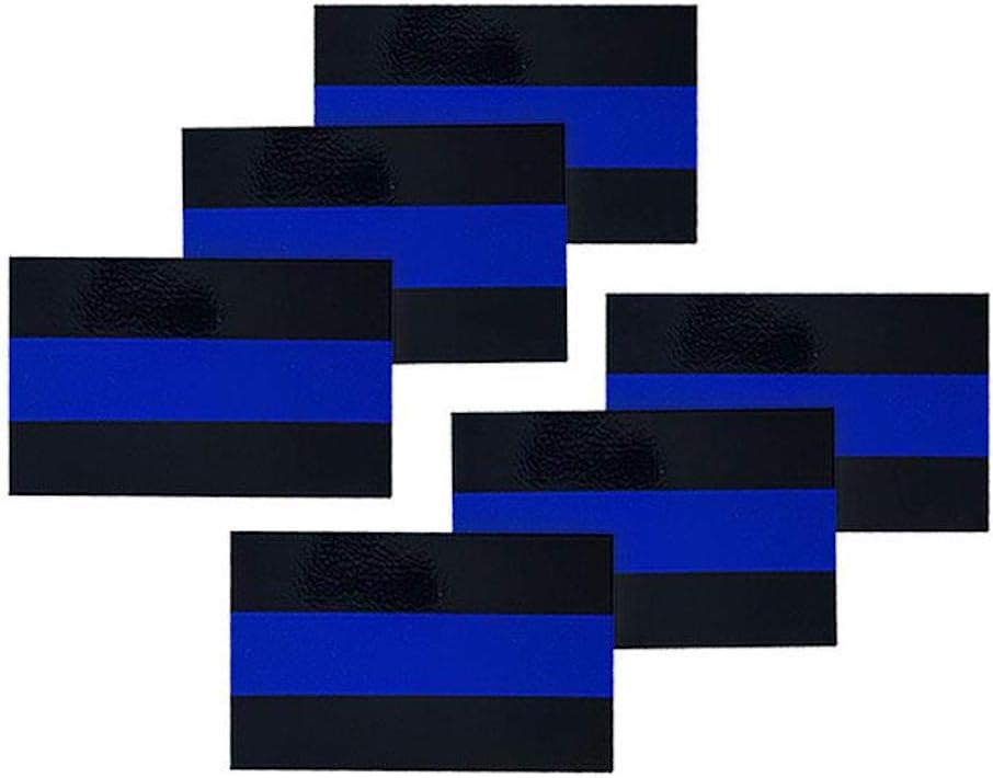Reflective Thin Blue Line License Plate Stickers, 1 x .75 Inches, 6 Pack