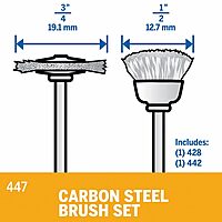 Dremel 447 2-Piece Carbon Steel Brush Set Ideal for Rust and Corrosion Removal on Soft Ferrous Metals Pack of 1