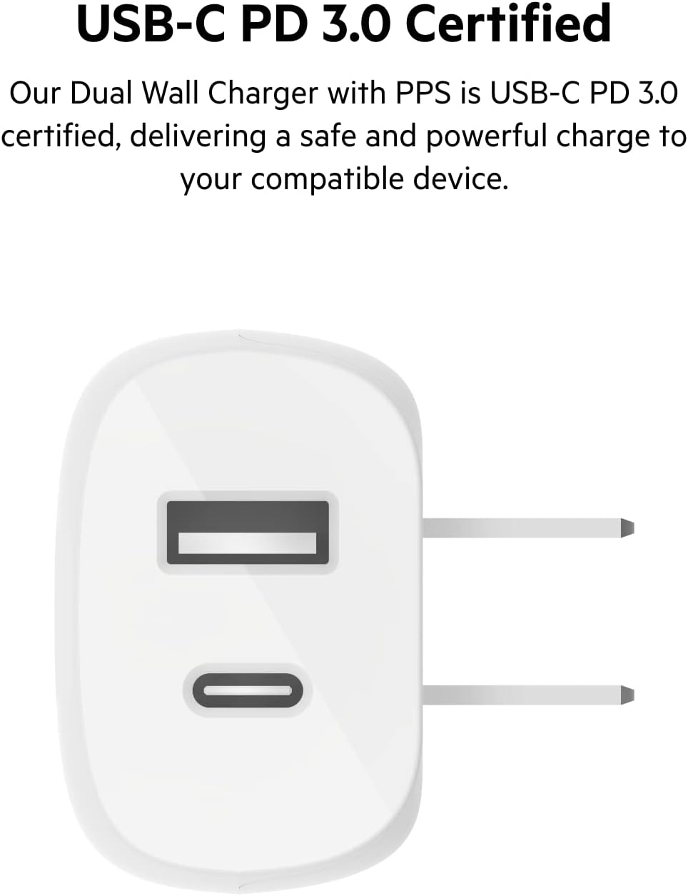 Belkin USB C Charger Block 37W - Power Delivery 25W USB-C Port + 12W USB-A Port for PPS Charging Apple iPhone 16, 16