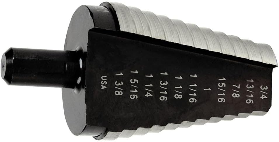 Irwin Tools IRWIN Unibit #21 13/16-Inch to 1-3/8-Inch Step-Drill Bit, 1/2-Inch Shank (10221), Black