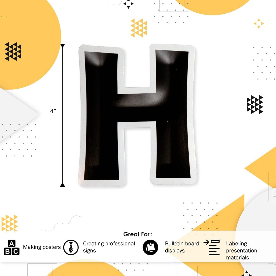 Barker Creek Letter Pop-Outs, 4" Black Tie Affair, Classy Black Designer Letters for Bulletin Boards, Breakrooms