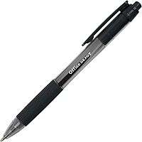 Office Depot® Brand Retractable Ballpoint Pens With Grips, Medium Point, 1.0 mm, Black Barrels, Black Ink, Pack Of 50 Pens