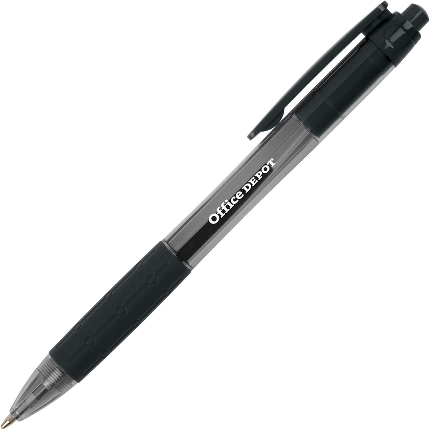 Office Depot® Brand Retractable Ballpoint Pens With Grips, Medium Point, 1.0 mm, Black Barrels, Black Ink, Pack Of 50 Pens