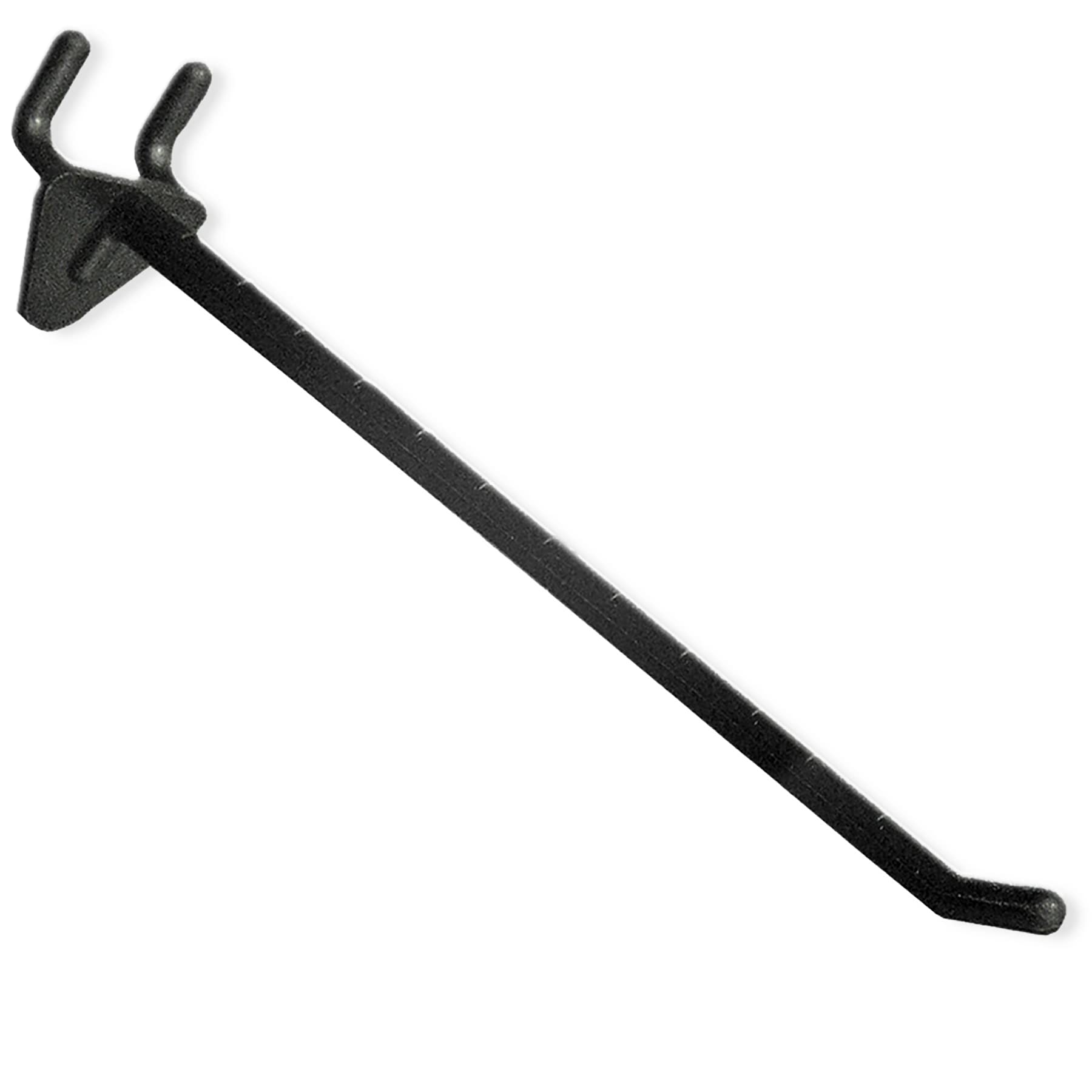 Azar Displays Glass-Filled Nylon Hooks For Pegboards, 8in, Black, Pack Of 50 Hooks