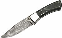 BucknBear Custom Handmade Damascus Utility Hunting Fixe Blade Knife (Green Micarta Handle)