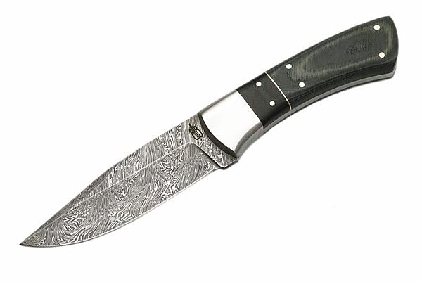 BucknBear Custom Handmade Damascus Utility Hunting Fixe Blade Knife (Green Micarta Handle)