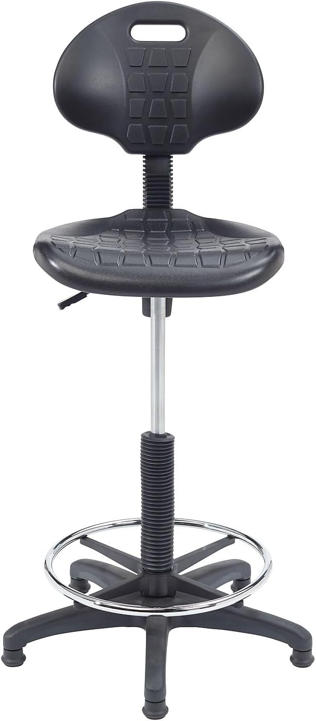 National Public Seating 6700 Series Kangaroo Polyurethane Task Stool, 22 to 32in Seat Height, Black