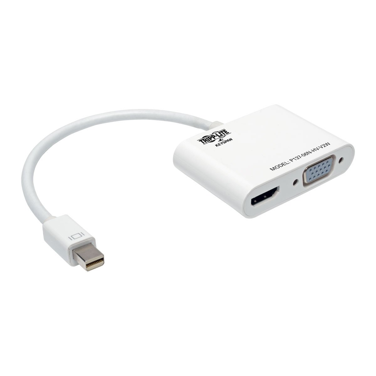 Tripp Lite Mini DisplayPort 1.2 to HDMI/VGA Adapter Converter, 6in, White (P137-06N-HV-V2W)