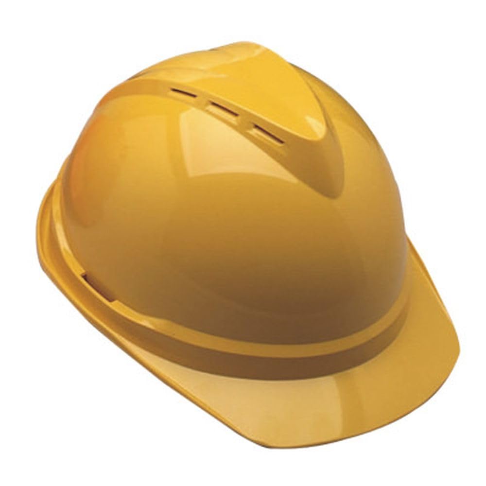 V-Gard Hard Hat, FrtBrim, Slotted, 4Rtcht, Yellow