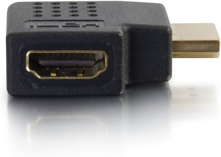 C2G HDMI Adapter, HDMI Right Angle Adapter, Fits in Tight Spaces, for Wall Mounted TVs, Black, Cables to Go 43290