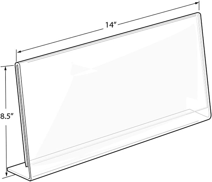 Azar Displays Acrylic L-Shaped Sign Holders, Clear - Pack of 10