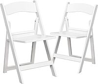 Flash Furniture HERCULES Series 1000-lb Capacity Resin Folding Chairs With Slatted Seats, White, Set Of 2 Chairs