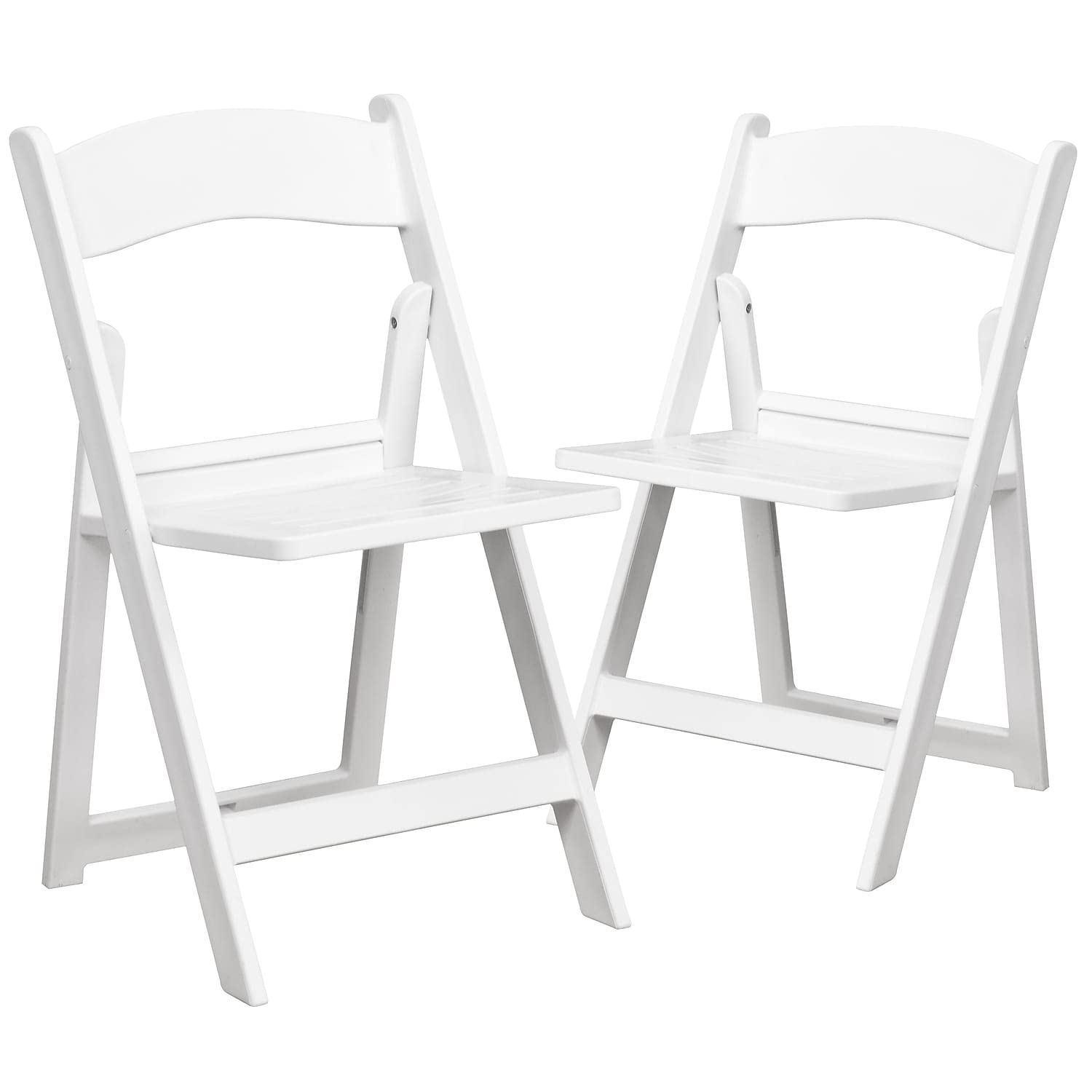 Flash Furniture HERCULES Series 1000-lb Capacity Resin Folding Chairs With Slatted Seats, White, Set Of 2 Chairs