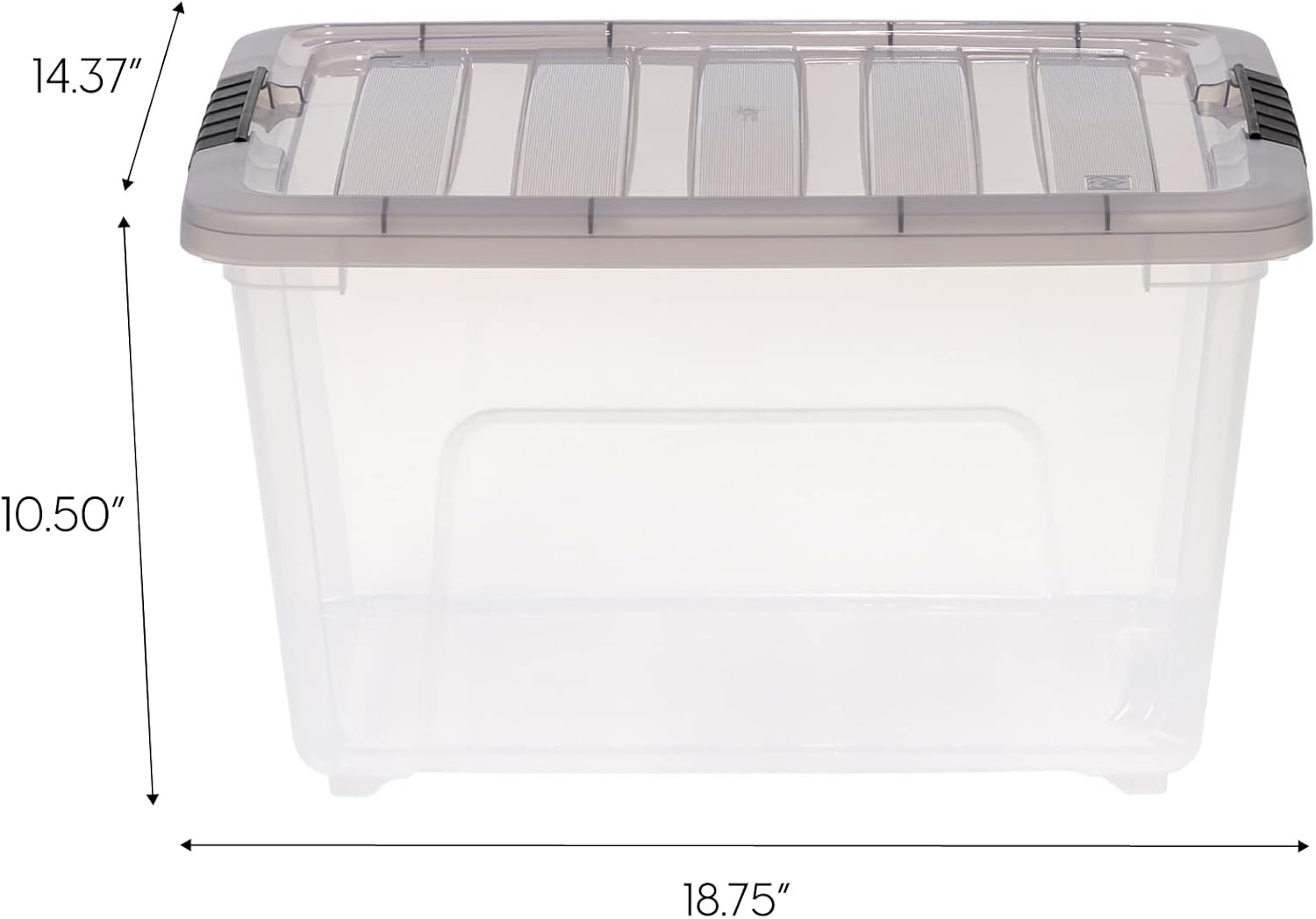 IRIS USA 5 Pack 32 Quart Stack & Pull™ Clear Plastic Storage Box with Buckles, Gray