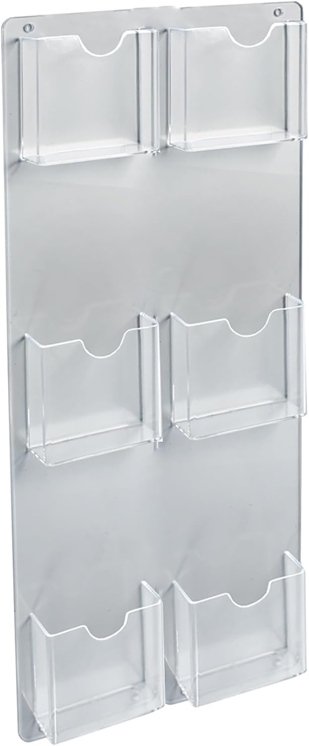 Azar Displays Wall-Mount Brochure Holders, Acrylic, Pack of 2