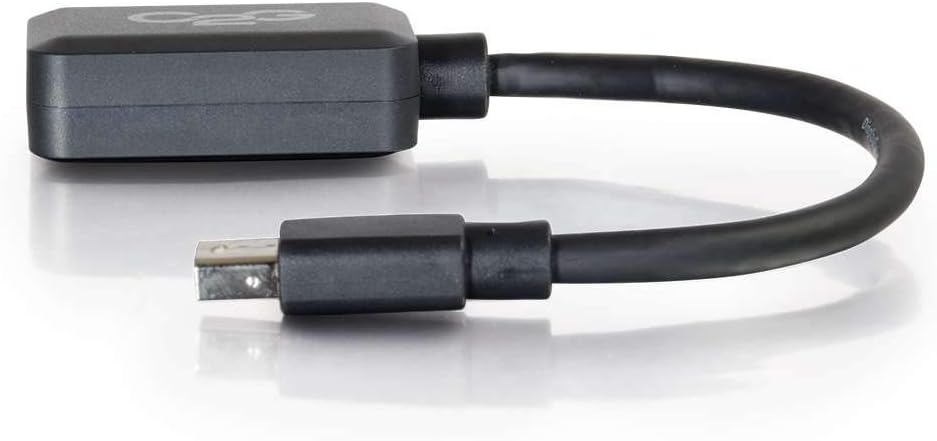 C2G Mini Display Port Adapter, Display Port to HDMI, Male to Female, Black, 8 inches, Cables to Go 54313