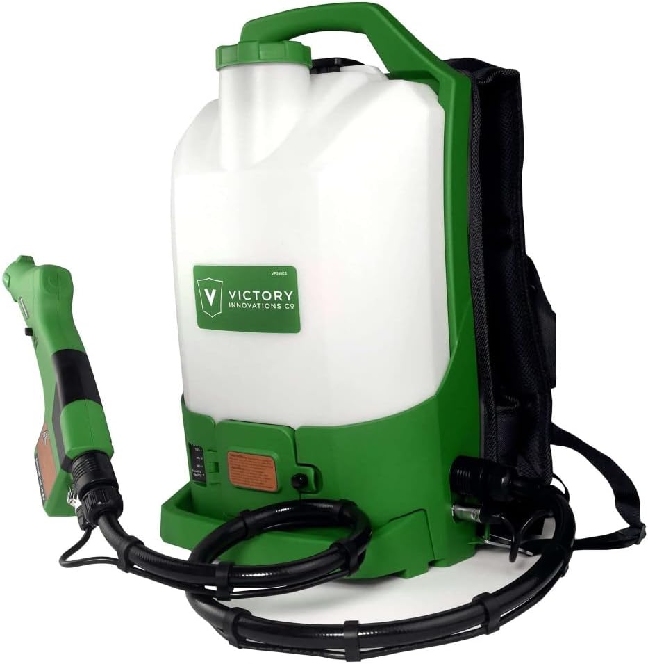 Victory Innovations Cordless Electrostatic Backpack Sprayer Machine for disinfectants, sanitizer, Cleaning,Green,VP300ES