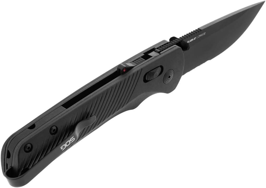 SOG Flash AT Ambidextrous Partially Serrated Folding Pocket Knife D2 Steel