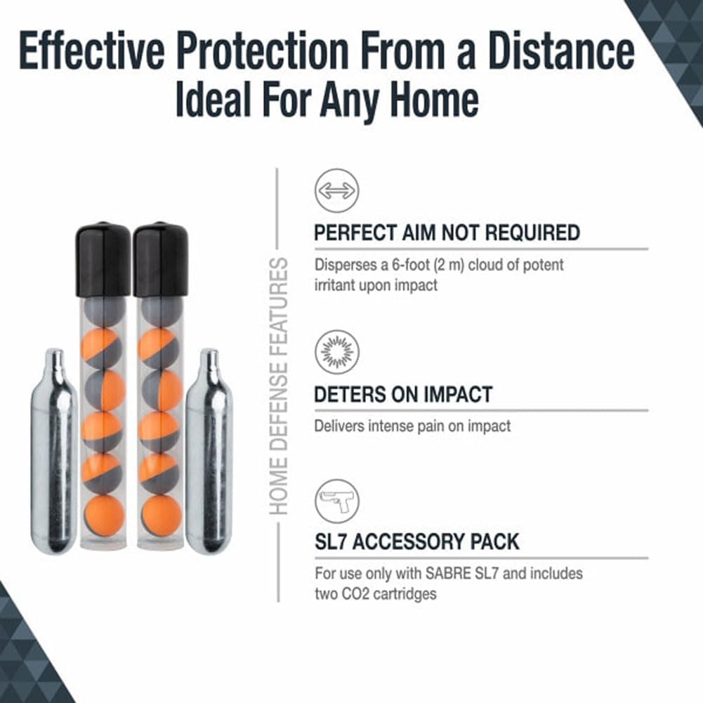 SABRE Home Defense Pepper Projectile Launcher Refill Kit 14 Red Pepper Powder Projectiles and 2 CO2 Cartridges