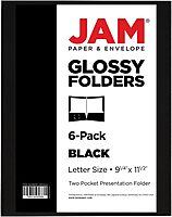 JAM PAPER Laminated Two-Pocket Glossy Presentation Folders - Letter Size