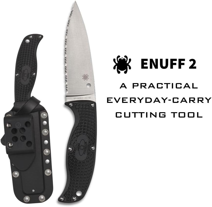 SPYDERCO Enuff 2 Fixed Blade Knife with FRN Handle and Polymer Sheath