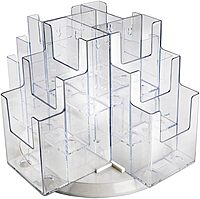 Azar Displays 12-Pocket 3-Tier Revolving Brochure Holder, 9inH x 15inW x 15inD, Clear