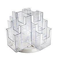 Azar Displays 12-Pocket 3-Tier Revolving Brochure Holder, 9inH x 15inW x 15inD, Clear