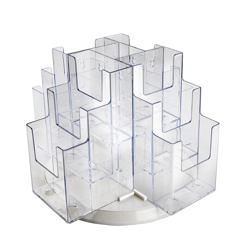 Azar Displays 12-Pocket 3-Tier Revolving Brochure Holder, 9inH x 15inW x 15inD, Clear