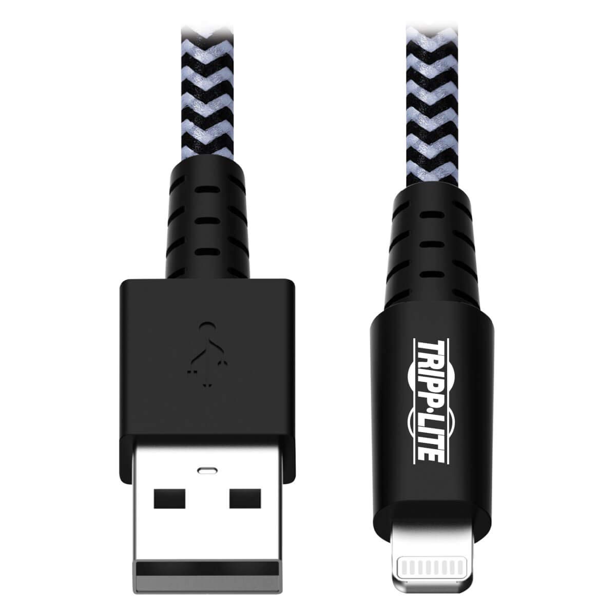 Tripp Lite Braided Lightning Cable – Lightning to USB Cable (M/Apple Certified Lightning Cable, Charge/Sync, 10 ft