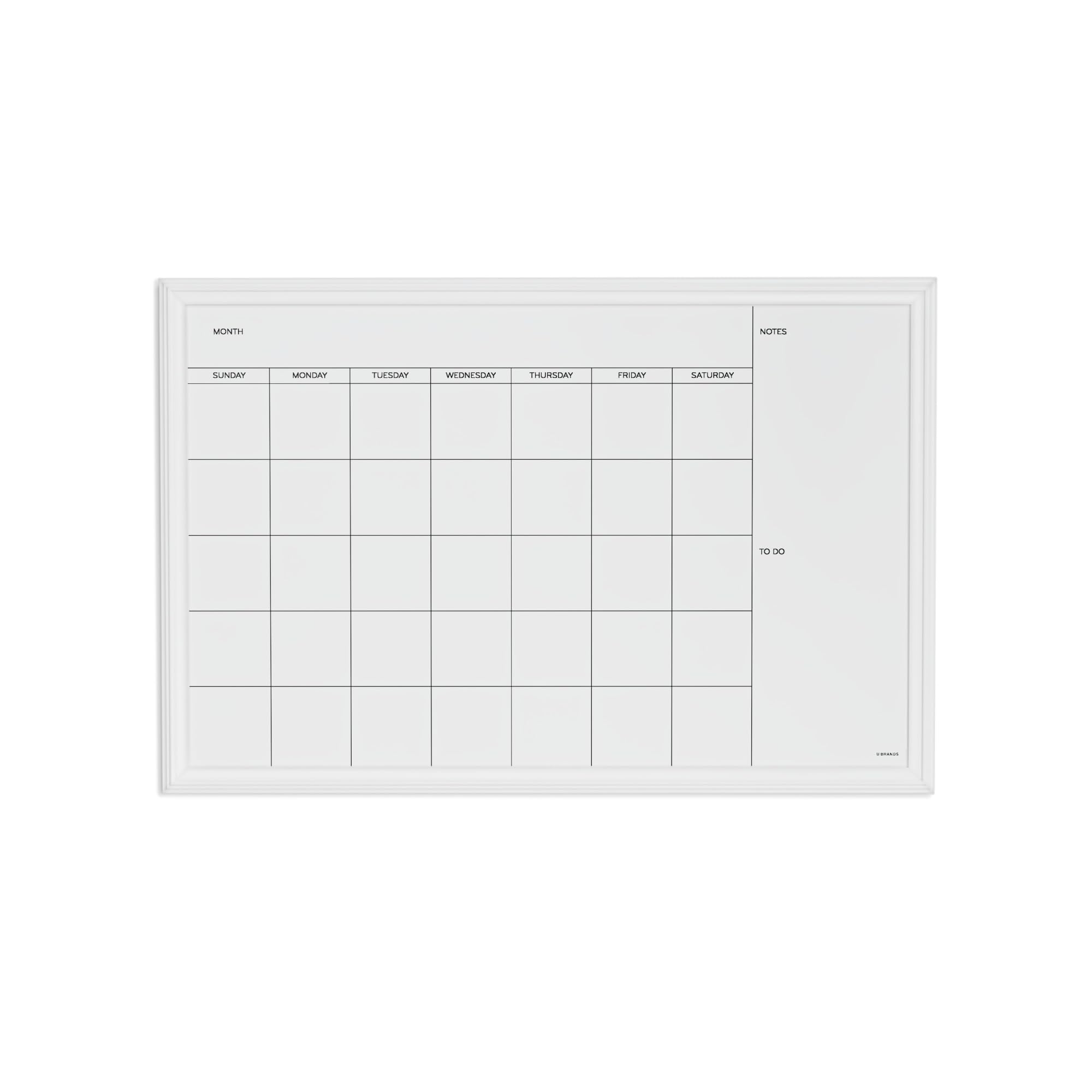 U BRANDS Magnetic Dry Erase Calendar Board, White Wood Frame