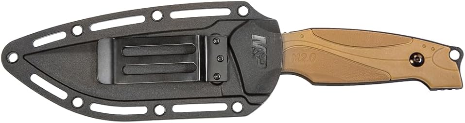 Smith & Wesson M&P M2.0 9in S.S. Full Tang Thin Fixed Blade Knife with 4in Drop Point Blade and Rubber FDE Handle