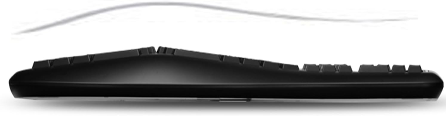 WKB-4500UB - Wireless Ergonomic Desktop Touchpad Keyboard, Split Keys Design, Palm Rest, Media Control Hotkeys