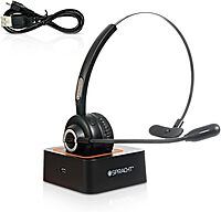 Spracht ZumBT Single Ear Wireless Bluetooth Mobile Office Headset with Base, Adapter