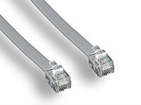 Monoprice Landline Telephone Cable - RJ11 (6P4C) Straight, Flat, Silver Satin