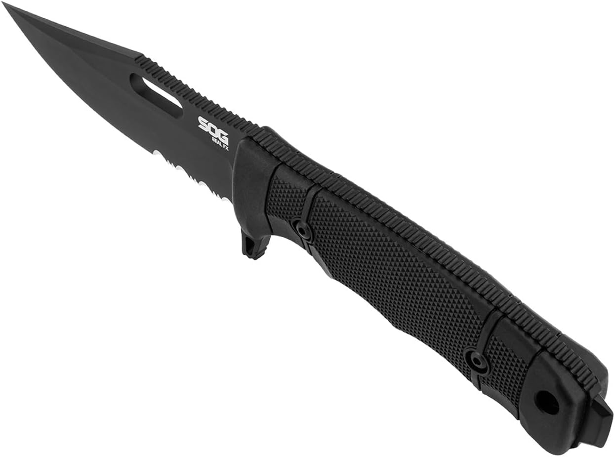 SOG Seal Fx Fixed Blade Partially Serrated ProfeSSIonal Tactical Knife S35Vn Steel Tough Glass-Reinforced Nylon Handle