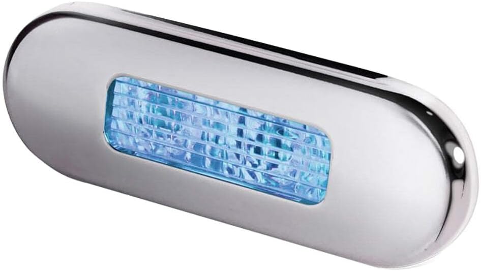 Hella Marine Surface Mount Oblong LED Courtesy Lamp - Blue LED - Stainless Steel Bezel