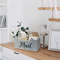 Elegant Designs Rustic Farmhouse Wooden Tabletop Mail Organizer Box