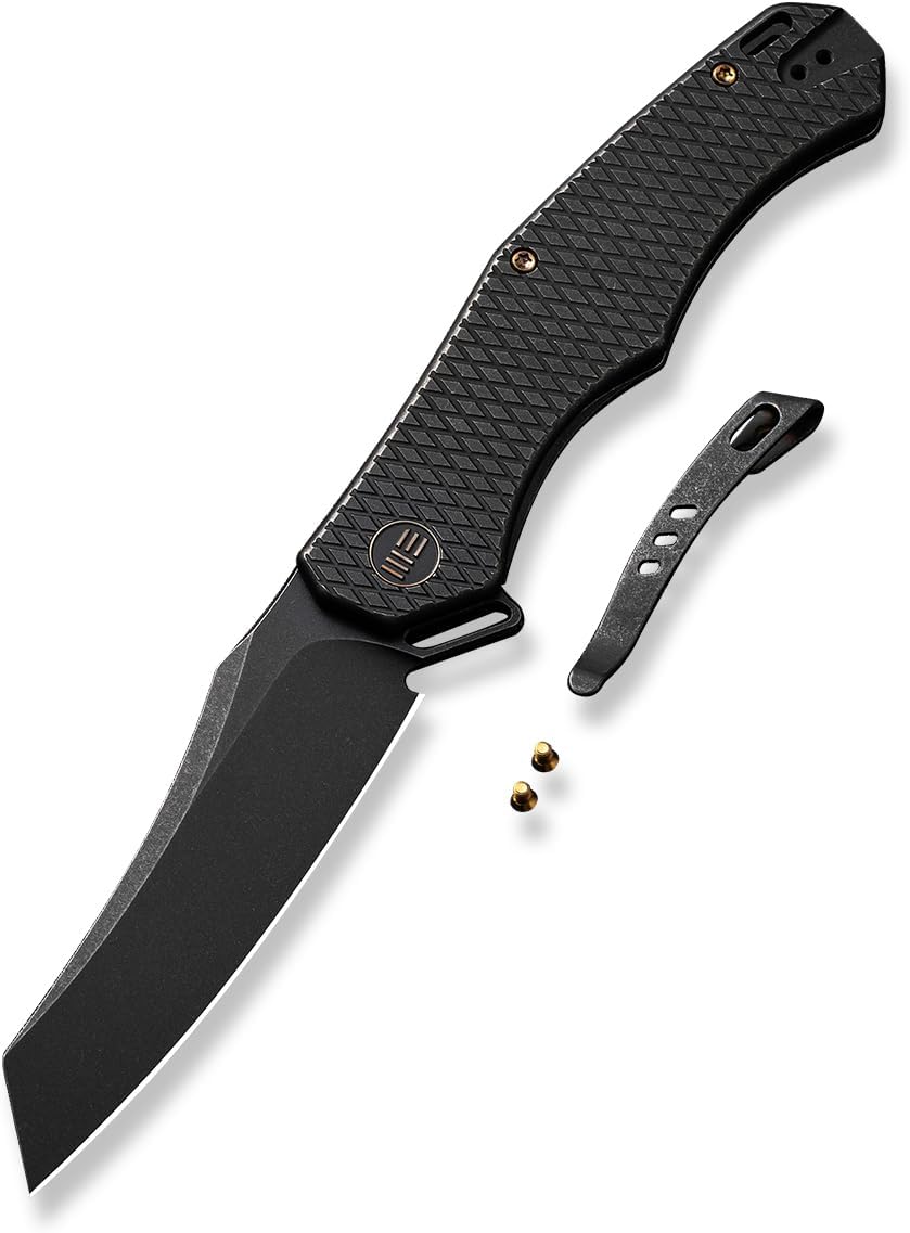 WE Kyle Lamb WE22010G-1 Black Titanium Handle with Diamond Pattern On Presentation Handle
