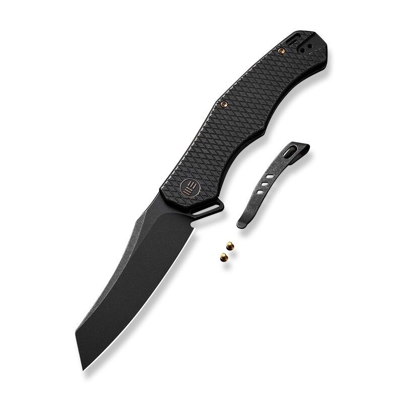 WE Kyle Lamb WE22010G-1 Black Titanium Handle with Diamond Pattern On Presentation Handle