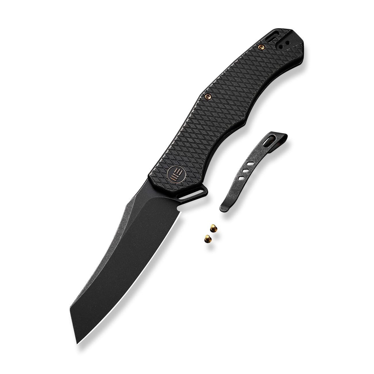 WE Kyle Lamb WE22010G-1 Black Titanium Handle with Diamond Pattern On Presentation Handle