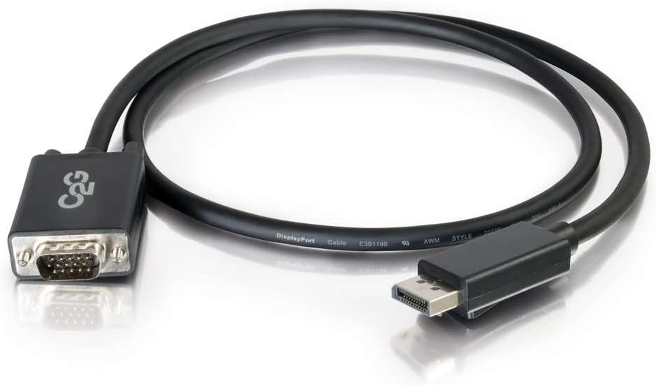C2G Display Port Cable, Display Port to VGA, Male to Male, Black, 3 Feet (0.91 Meters), Cables to Go 54331 - TAA Compliant