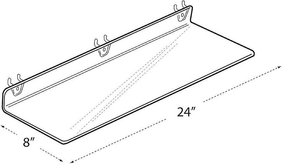 Azar Displays Clear Acrylic Shelf for Pegboard or Slatwall (4 Pack)