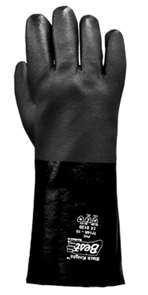 SHOWA 7710 PVC Chemical Resistant Safety Glove with Cotton Jersey Liner and Rough Grip, 10" Length