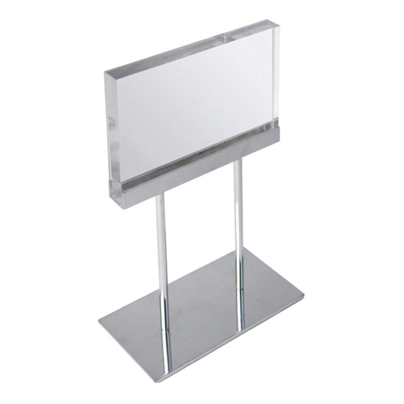 Azar Displays Elite Series Acrylic Block Sign Holder on Chrome Stand