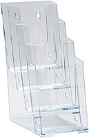 Azar Displays 252388 Clear Four-Tier Tri-Fold Brochure Holder, Acrylic Boxes for Display - Table Menu Holder Stands (4.25” W by 6” D by 10” H) - Tabletop Pamphlet Holder, 2-Pack