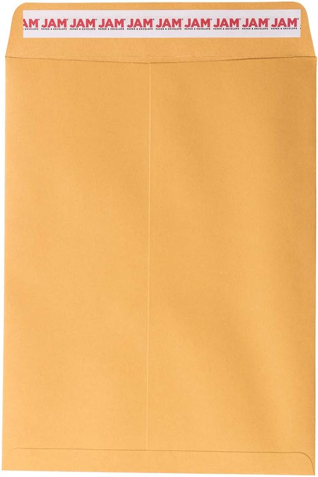 JAM PAPER Open End Catalog Envelopes with Peel & Seal - Brown Kraft Manila