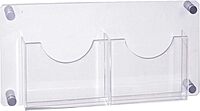 Azar Displays 2-Pocket Acrylic Wall-Mount Brochure Holder, 11inH x 23inW x 1-1/2inD, Clear
