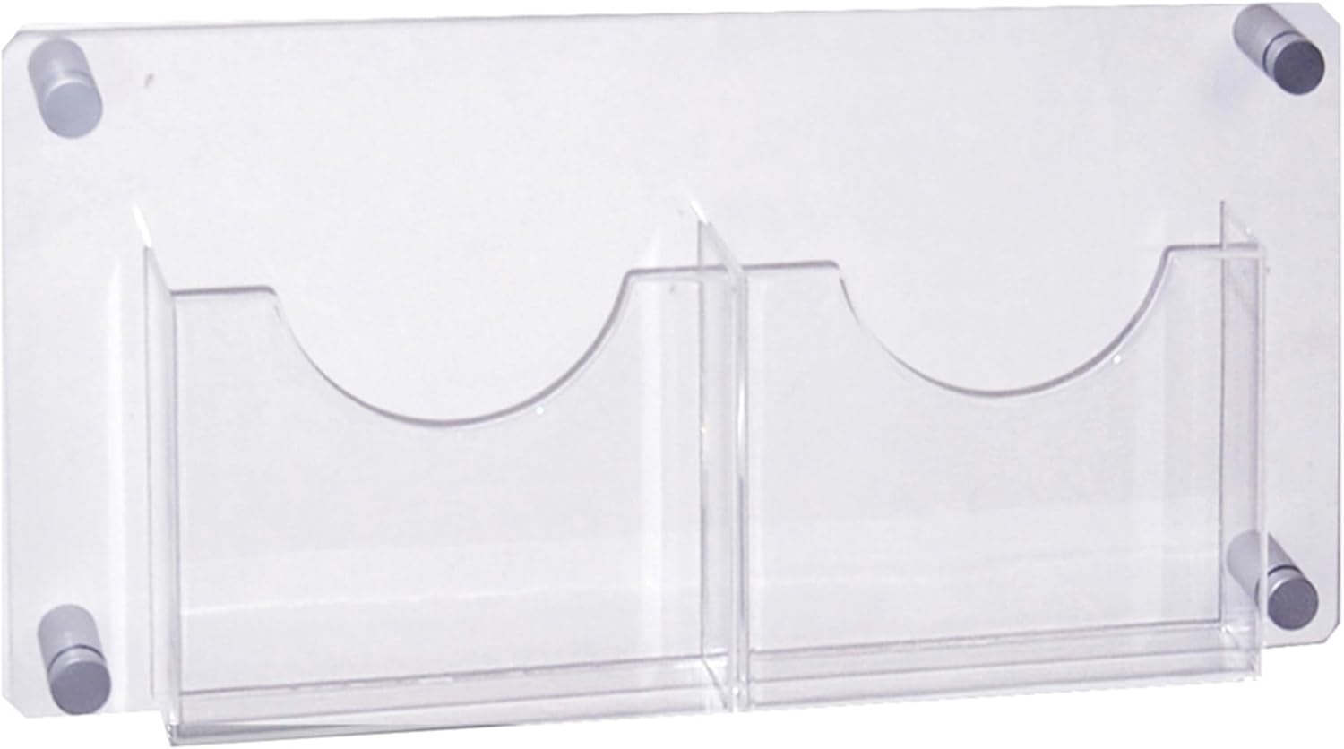 Azar Displays 2-Pocket Acrylic Wall-Mount Brochure Holder, 11inH x 23inW x 1-1/2inD, Clear